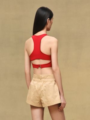 Pleated waist cotton shorts, View: Worn, worn, view 3 of 4
