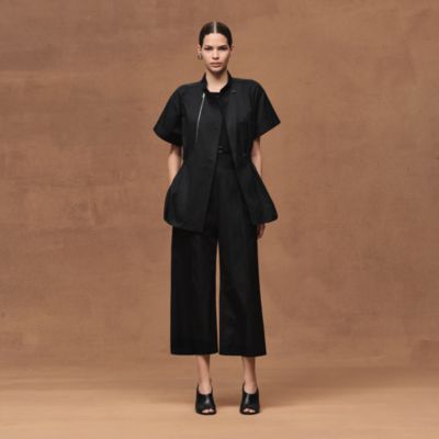 ◇美品 HERMES ブラックパンツ ジップデザイン ジョーゼットワイドパンツ(M ブラック): AIMER | エメ ｜ミマツ