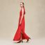 Sleeveless embroidered caftan, rouge amazone