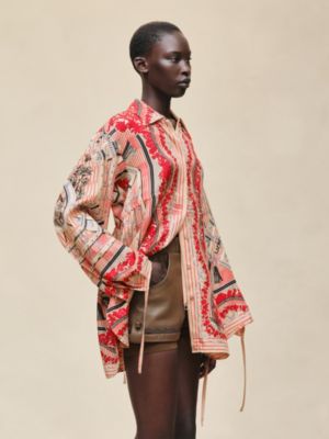 "Aux Champs en Fleurs Raye" drawstring shirt, View: Worn, worn, view 3 of 5