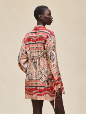 "Aux Champs en Fleurs Raye" drawstring shirt, View: Worn, worn, view 4 of 5