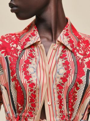 "Aux Champs en Fleurs Raye" drawstring shirt, View: Worn, worn, view 5 of 5