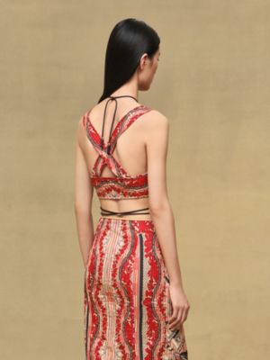 "Aux Champs en Fleurs Raye" quilted bra, View: Worn, worn, view 3 of 5