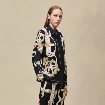 HERMES-PARIS リボン柄　コットンTシャツ L 水色 Hermès Shirts and Tops for Women | Hermès USA