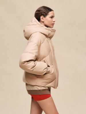 Smooth calfskin puffer coat, View: Worn, worn, view 3 of 7