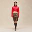 Mixed knit pencil skirt, marron muschio