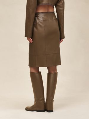 Shiny lambskin wrap skirt, View: Worn, worn, view 3 of 5