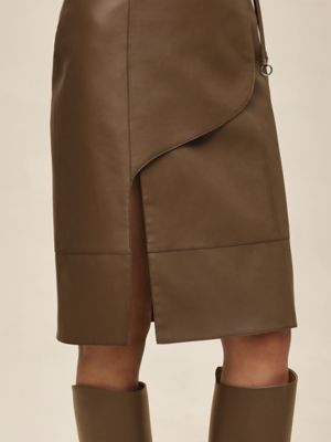 Shiny lambskin wrap skirt, View: Worn, worn, view 4 of 5