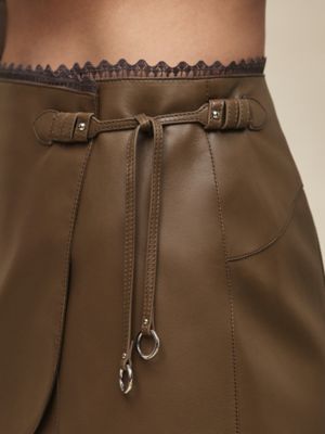 Shiny lambskin wrap skirt, View: Worn, worn, view 5 of 5
