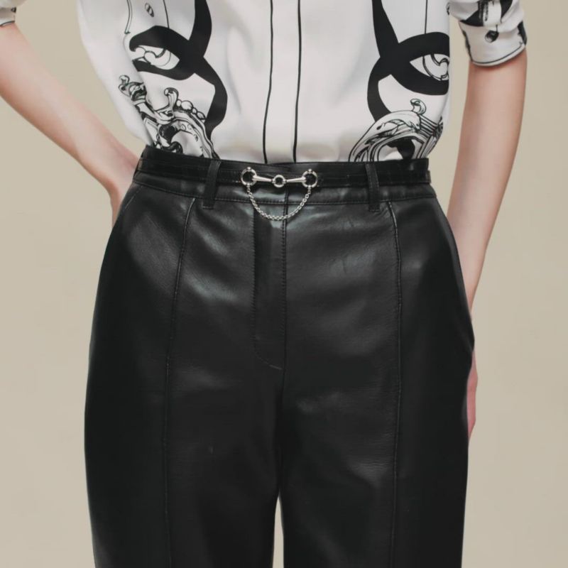 Hermes エルメス　ブラックレザーパンツ ストレートパンツ | Hermès - エルメス-公式サイト