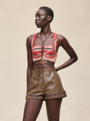 Fine shiny lambskin shorts, View: Worn, worn, view 3 of 5
