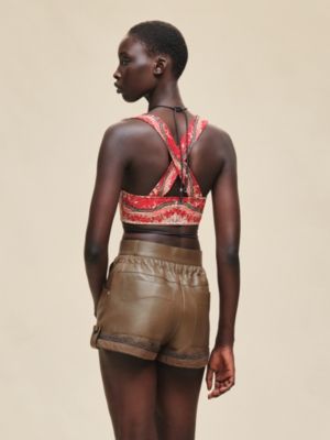Fine shiny lambskin shorts, View: Worn, worn, view 4 of 5