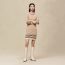 "Ex-Libris" 3/4-sleeve dress, beige cajou