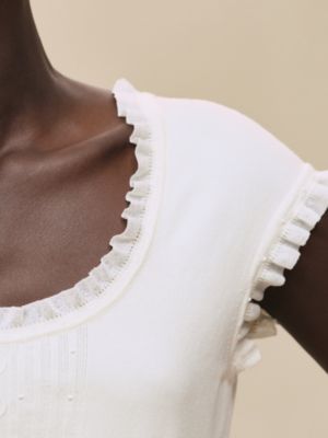 Short-sleeve sweater with ruffled details, View: Worn, worn, view 5 of 5
