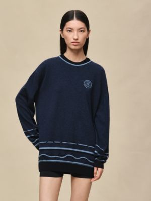 ロングスリーブスウェットニット チュニックスタイル 《エクスリブリス》モチーフ, イメージ: 着用例, worn, ビュー2の5