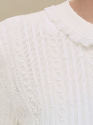 Long-sleeve cardigan with ruffled details, View: Worn, worn, view 5 of 5