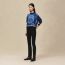"Ex-Libris a Main Levee" long-sleeve twillaine sweater, bleu lagune
