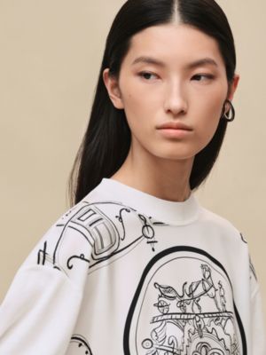 "Ex-Libris a Main Levee" long-sleeve twillaine sweater, View: Worn, worn, view 4 of 5
