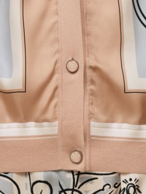 "Ex-Libris a Main Levee" sleeveless twillaine cardigan, View: front, front, view 6 of 6
