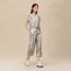 "Ex-Libris a Main Levee" short-sleeve twillaine sweater, gris paruline