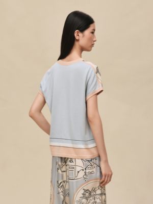 "Ex-Libris a Main Levee" short-sleeve twillaine sweater, View: Worn, worn, view 3 of 5
