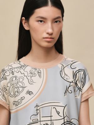 "Ex-Libris a Main Levee" short-sleeve twillaine sweater, View: Worn, worn, view 4 of 5
