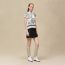 "Ex-Libris a Main Levee" short-sleeve twillaine sweater, blanc nacre