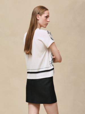 ツイルレーヌ・ショートスリーブニット 《エクスリブリス・ア・マン・ルヴェ》プリント, イメージ: 着用例, worn, ビュー3の5
