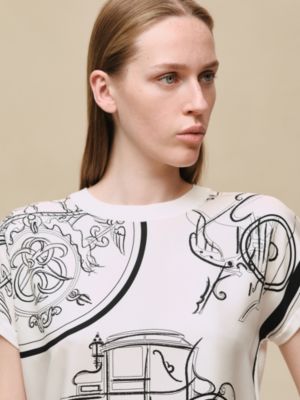 ツイルレーヌ・ショートスリーブニット 《エクスリブリス・ア・マン・ルヴェ》プリント, イメージ: 着用例, worn, ビュー4の5
