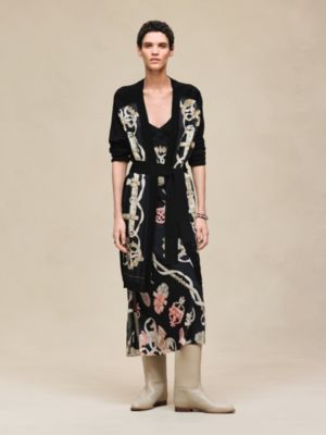 "Ferronnerie Remix" long-sleeve twillaine cardigan, View: Worn, worn, view 3 of 7