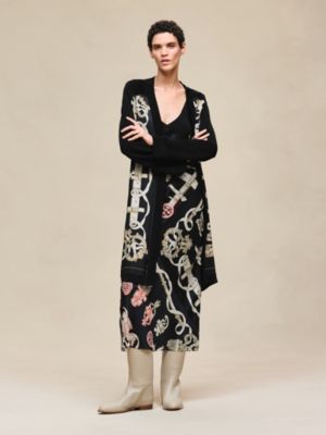 "Ferronnerie Remix" long-sleeve twillaine cardigan, View: Worn, worn, view 4 of 7