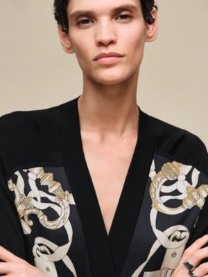 "Ferronnerie Remix" long-sleeve twillaine cardigan, View: Worn, worn, view 5 of 7