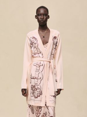 "Ferronnerie Remix" long-sleeve twillaine cardigan, View: Worn, worn, view 3 of 6