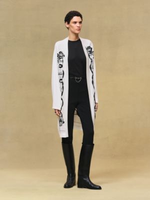 "Ferronnerie Remix" long-sleeve twillaine cardigan, View: Worn, worn, view 3 of 6