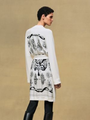 "Ferronnerie Remix" long-sleeve twillaine cardigan, View: Worn, worn, view 4 of 6