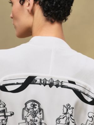 "Ferronnerie Remix" long-sleeve twillaine cardigan, View: Worn, worn, view 6 of 6