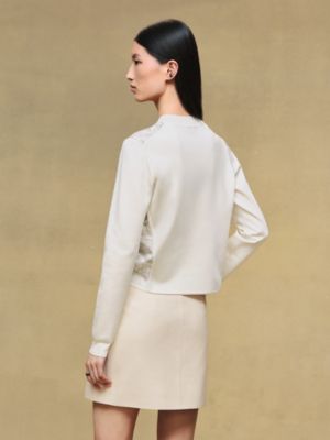 "Aux Champs en Fleurs Raye" long-sleeve twillaine sweater, View: Worn, worn, view 4 of 6