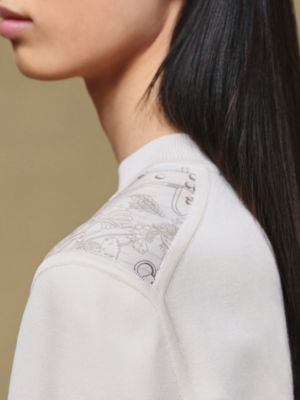 "Aux Champs en Fleurs Raye" long-sleeve twillaine sweater, View: Worn, worn, view 5 of 6