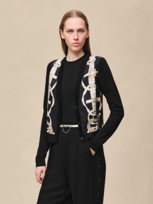 "Ferronnerie Remix" long-sleeve twillaine cardigan, View: Worn, worn, view 2 of 5