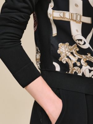 "Ferronnerie Remix" long-sleeve twillaine cardigan, View: Worn, worn, view 5 of 5
