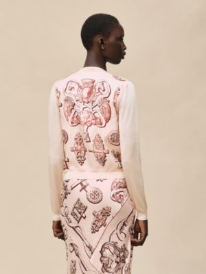 ツイルレーヌ・ロングスリーブショートカーディガン 《フェロヌリー・リミックス》プリント, イメージ: 着用例, worn, ビュー3の5