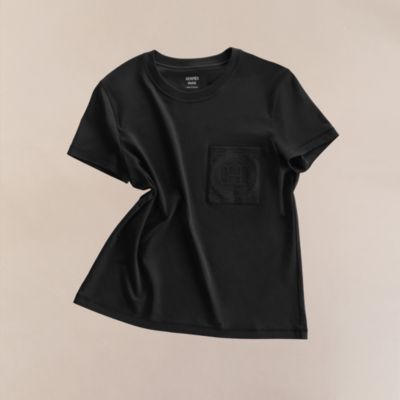 Tシャツ 刺繍入りポケット - ブラック | Hermès - エルメス-公式サイト