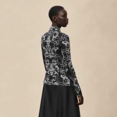 HERMES-PARIS リボン柄　コットンTシャツ L 水色 Hermès Shirts and Tops for Women | Hermès USA