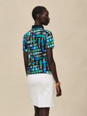 "Bride a Bloc" micro zipped polo shirt, View: Worn, worn, view 3 of 4