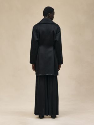 Cashmere pea coat with leather details, View: Worn, worn, view 3 of 8