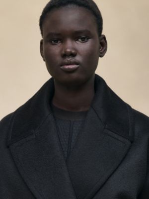Cashmere pea coat with leather details, View: Worn, worn, view 5 of 8