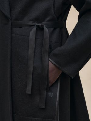 Cashmere pea coat with leather details, View: Worn, worn, view 6 of 8