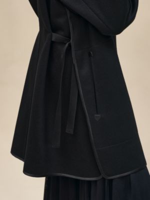 Cashmere pea coat with leather details, View: Worn, worn, view 8 of 8