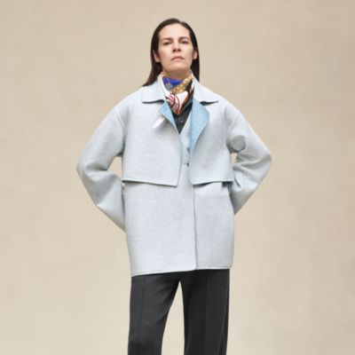 ジャケット・アウター HERMES Khaki Gray wool Stand collar Coat Hermès Women's Coats and Jackets | Hermès UK