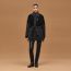 Mixed leather coat, noir